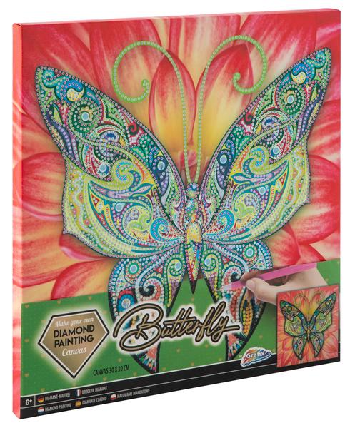 Diamond painting op canvas vlinder, 6+